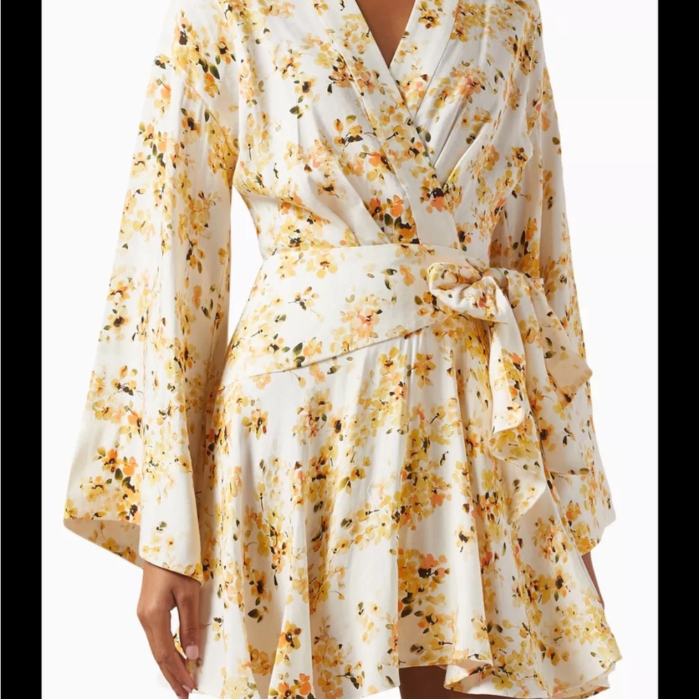 Significant Other Maia Floral Linen Blend wrap mini dress